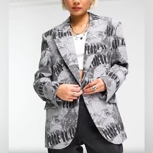 Urban Revivo Gray Print Blazer